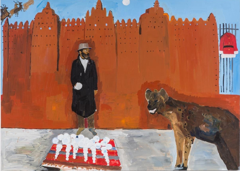 Henry Taylor's "Hammons Meets a Hyena on Holiday," 2016, sold at Blum & Poe for $70,000. (courtesy Blum & Poe)