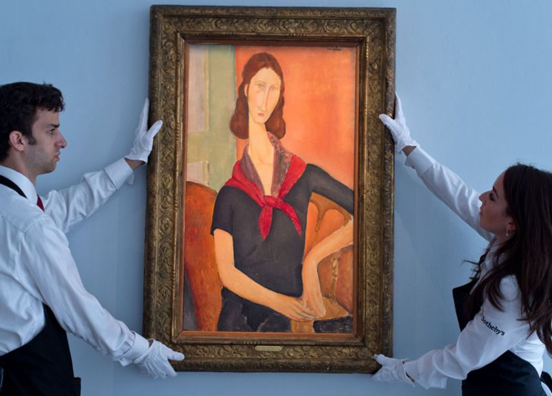 Amedeo Modigliani “Jeanne Hébuterne (au foulard),” 1919, oil on canvas, 36 1/4 x 21 1/4 in., Estimate Upon Request, Courtesy Sotheby's / © Getty Images 2016