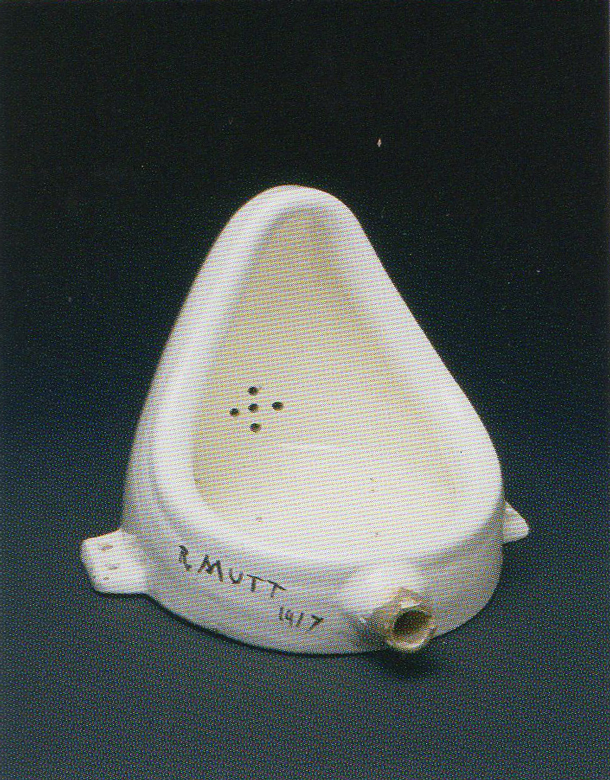 Marcel Duchamp, Fountain 1950 (replica of 1917 original), porcelain urinal, 12 x 15 x 19 (30 x 38 x 45 cm),  Philadelphia Museum of Art, Gift (by exchange) of Mrs. Herbert Cameron Morris, 1998