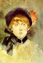 Jean-Louis Forain Jeune femme au chapeau bleu c. 1884 at Galerie Hopkins-Thomas 