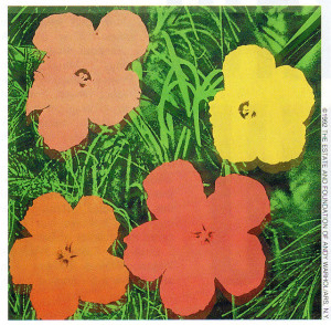Flowers, 1966, one of about 900 pieces Warhol made of the subject.  They are his most commonly faked works.